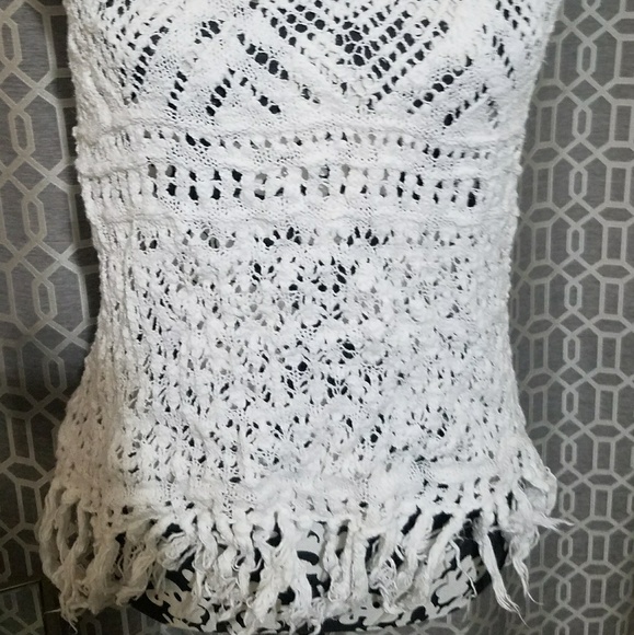 [Coachella Ready!] White Crochet Fringe Tank - Picture 3 of 4